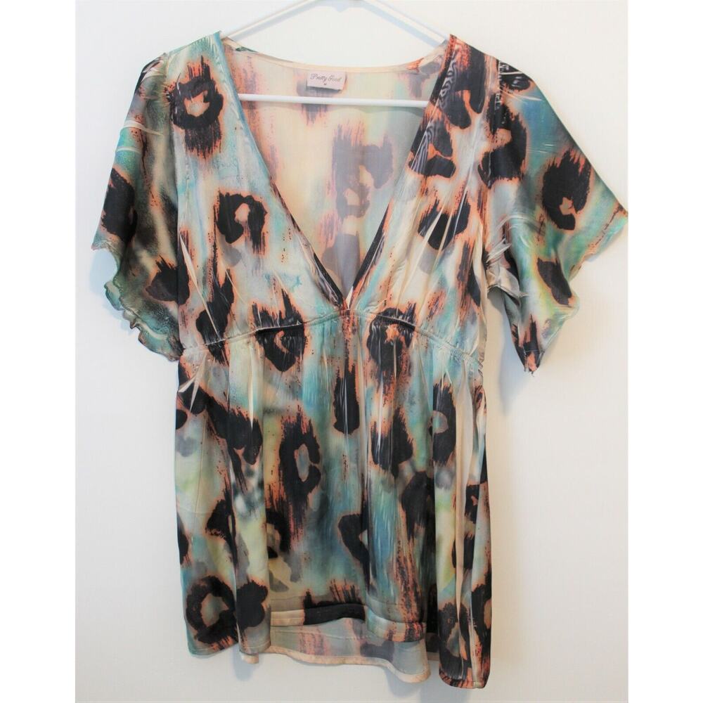 Pretty Good Women's Green Short Sleeve Blouse Size M PRE-OWNED